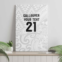New Zealand Rangatira Custom Canvas Wall Art All White Niho Taniwha Maori Tribal