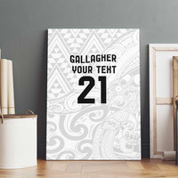 New Zealand Rangatira Custom Canvas Wall Art All White Niho Taniwha Maori Tribal