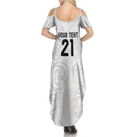 New Zealand Rangatira Custom Family Matching Summer Maxi Dress and Hawaiian Shirt All White Niho Taniwha Maori Tribal LT9 - Polynesian Pride