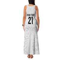New Zealand Rangatira Custom Family Matching Tank Maxi Dress and Hawaiian Shirt All White Niho Taniwha Maori Tribal LT9 - Polynesian Pride