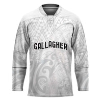 New Zealand Rangatira Custom Hockey Jersey All White Niho Taniwha Maori Tribal LT9 Unisex White - Polynesian Pride