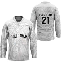 New Zealand Rangatira Custom Hockey Jersey All White Niho Taniwha Maori Tribal - Polynesian Pride