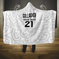 New Zealand Rangatira Custom Hooded Blanket All White Niho Taniwha Maori Tribal