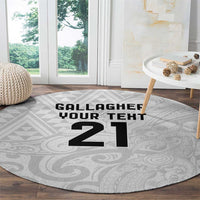 New Zealand Rangatira Custom Round Carpet All White Niho Taniwha Maori Tribal