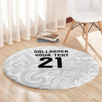 New Zealand Rangatira Custom Round Carpet All White Niho Taniwha Maori Tribal