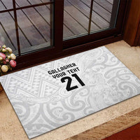 New Zealand Rangatira Custom Rubber Doormat All White Niho Taniwha Maori Tribal