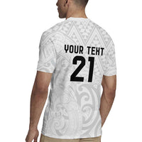 New Zealand Rangatira Custom Rugby Jersey All White Niho Taniwha Maori Tribal LT9 - Polynesian Pride