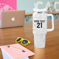 New Zealand Rangatira Custom Tumbler With Handle All White Niho Taniwha Maori Tribal LT9 - Polynesian Pride