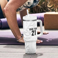 New Zealand Rangatira Custom Tumbler With Handle All White Niho Taniwha Maori Tribal LT9 - Polynesian Pride