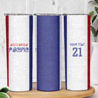New Zealand Rugby Pacific Personalised Skinny Tumbler Maori Style Tribal Tapa Pattern LT9 - Polynesian Pride