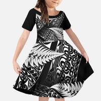 New Zealand Rugby Pacific Personalised Family Matching Off Shoulder Maxi Dress and Hawaiian Shirt All Black Maori Pasifika Fern Pattern