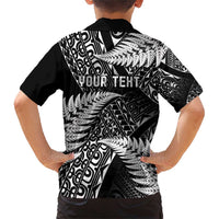 New Zealand Rugby Pacific Personalised Family Matching Short Sleeve Bodycon Dress and Hawaiian Shirt All Black Maori Pasifika Fern Pattern LT9 - Polynesian Pride