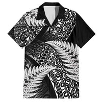 New Zealand Rugby Pacific Personalised Family Matching Summer Maxi Dress and Hawaiian Shirt All Black Maori Pasifika Fern Pattern LT9 Dad's Shirt - Short Sleeve Black - Polynesian Pride