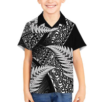 New Zealand Rugby Pacific Personalised Kid Hawaiian Shirt All Black Maori Pasifika Fern Pattern LT9 Kid Black - Polynesian Pride