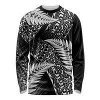 New Zealand Rugby Pacific Personalised Long Sleeve Shirt All Black Maori Pasifika Fern Pattern LT9 Unisex Black - Polynesian Pride