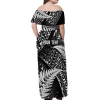 New Zealand Rugby Pacific Personalised Off Shoulder Maxi Dress All Black Maori Pasifika Fern Pattern
