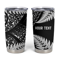 New Zealand Rugby Pacific Personalised Tumbler Cup All Black Maori Pasifika Fern Pattern LT9 Black - Polynesian Pride