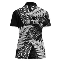 New Zealand Rugby Pacific Personalised Women Polo Shirt All Black Maori Pasifika Fern Pattern