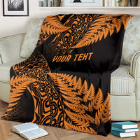 New Zealand Rugby Pacific Personalised Blanket All Gold Maori Pasifika Fern Pattern