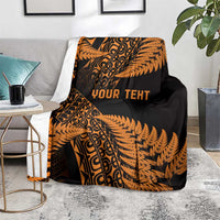 New Zealand Rugby Pacific Personalised Blanket All Gold Maori Pasifika Fern Pattern