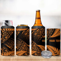 New Zealand Rugby Pacific Personalised 4 in 1 Can Cooler Tumbler All Gold Maori Pasifika Fern Pattern LT9 - Polynesian Pride