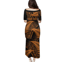 New Zealand Rugby Pacific Personalised Family Matching Puletasi and Hawaiian Shirt All Gold Maori Pasifika Fern Pattern LT9 - Polynesian Pride