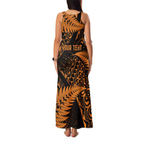 New Zealand Rugby Pacific Personalised Family Matching Tank Maxi Dress and Hawaiian Shirt All Gold Maori Pasifika Fern Pattern LT9 - Polynesian Pride