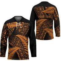 New Zealand Rugby Pacific Personalised Hockey Jersey All Gold Maori Pasifika Fern Pattern LT9 - Polynesian Pride
