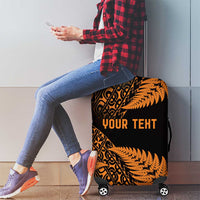 New Zealand Rugby Pacific Personalised Luggage Cover All Gold Maori Pasifika Fern Pattern LT9 - Polynesian Pride