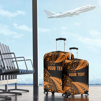 New Zealand Rugby Pacific Personalised Luggage Cover All Gold Maori Pasifika Fern Pattern LT9 - Polynesian Pride