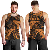 New Zealand Rugby Pacific Personalised Men Tank Top All Gold Maori Pasifika Fern Pattern