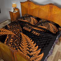 New Zealand Rugby Pacific Personalised Quilt Bed Set All Gold Maori Pasifika Fern Pattern