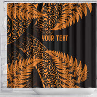New Zealand Rugby Pacific Personalised Shower Curtain All Gold Maori Pasifika Fern Pattern