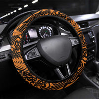 New Zealand Rugby Pacific Steering Wheel Cover All Gold Maori Pasifika Fern Pattern LT9 Universal Fit Gold - Polynesian Pride