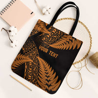 New Zealand Rugby Pacific Personalised Tote Bag All Gold Maori Pasifika Fern Pattern - Polynesian Pride