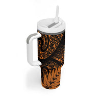 New Zealand Rugby Pacific Personalised Tumbler With Handle All Gold Maori Pasifika Fern Pattern LT9 - Polynesian Pride