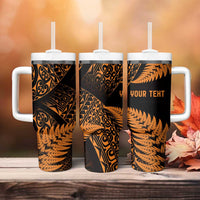 New Zealand Rugby Pacific Personalised Tumbler With Handle All Gold Maori Pasifika Fern Pattern LT9 - Polynesian Pride