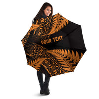 New Zealand Rugby Pacific Personalised Umbrella All Gold Maori Pasifika Fern Pattern - Polynesian Pride