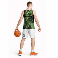New Zealand Rugby Pacific Personalised Basketball Jersey All Lime Maori Pasifika Fern Pattern LT9 - Polynesian Pride