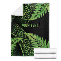 New Zealand Rugby Pacific Personalised Blanket All Lime Maori Pasifika Fern Pattern