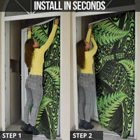 New Zealand Rugby Pacific Personalised Door Cover All Lime Maori Pasifika Fern Pattern - Polynesian Pride