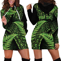 New Zealand Rugby Pacific Personalised Hoodie Dress All Lime Maori Pasifika Fern Pattern