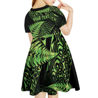New Zealand Rugby Pacific Personalised Kid Short Sleeve Dress All Lime Maori Pasifika Fern Pattern