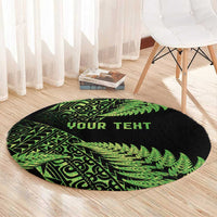 New Zealand Rugby Pacific Personalised Round Carpet All Lime Maori Pasifika Fern Pattern