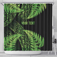 New Zealand Rugby Pacific Personalised Shower Curtain All Lime Maori Pasifika Fern Pattern