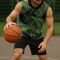 New Zealand Rugby Pacific Personalised Sleeveless Hoodie All Lime Maori Pasifika Fern Pattern - Polynesian Pride