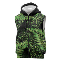 New Zealand Rugby Pacific Personalised Sleeveless Zip Hoodie All Lime Maori Pasifika Fern Pattern - Polynesian Pride