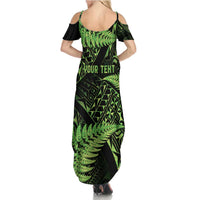 New Zealand Rugby Pacific Personalised Summer Maxi Dress All Lime Maori Pasifika Fern Pattern
