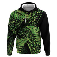New Zealand Rugby Pacific Personalised Zip Hoodie All Lime Maori Pasifika Fern Pattern