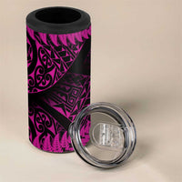 New Zealand Rugby Pacific Personalised 4 in 1 Can Cooler Tumbler All Pink Maori Pasifika Fern Pattern LT9 - Polynesian Pride